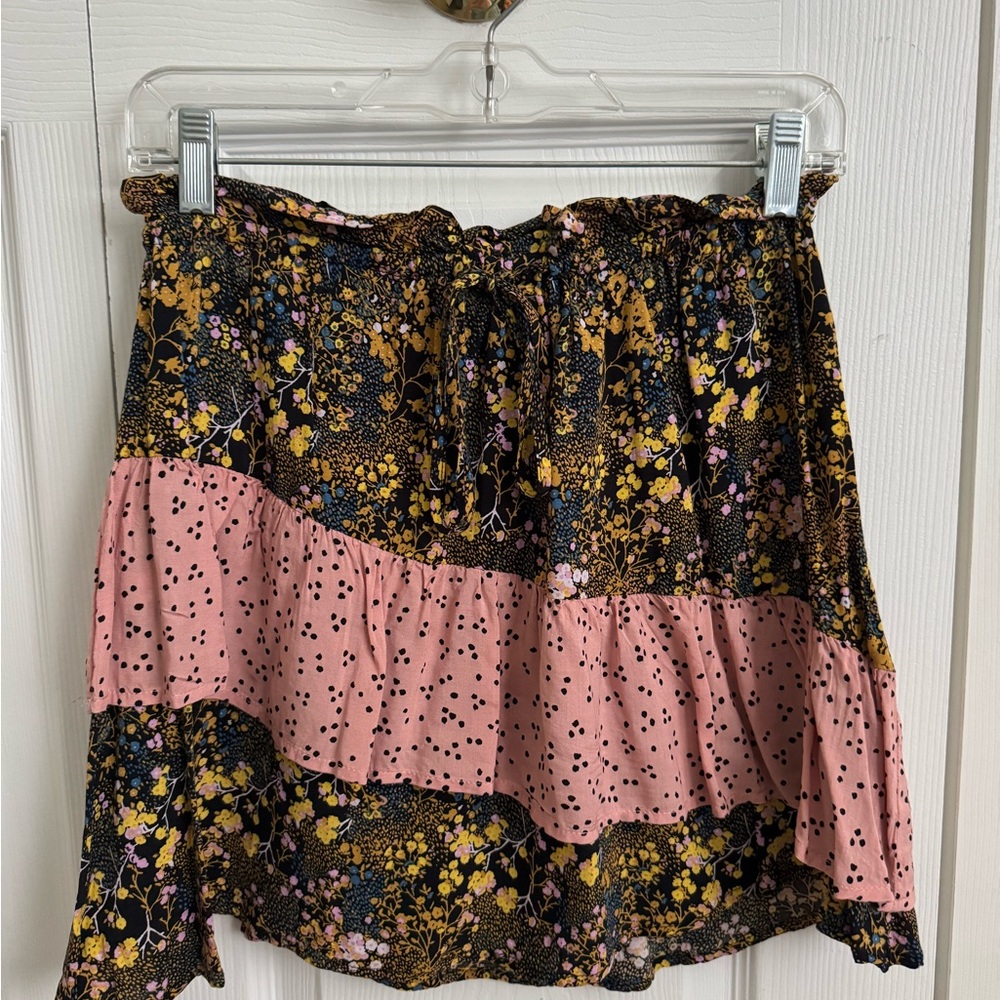 Urban Outfitters Yellow Brown and Pink Skirt